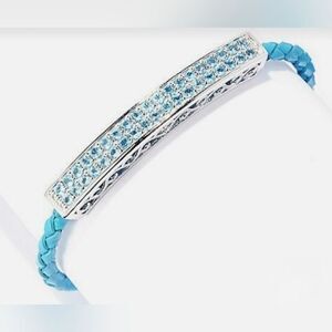 NYC II 925 Sterling Silver Blue Topaz Station Bracelet, NEW